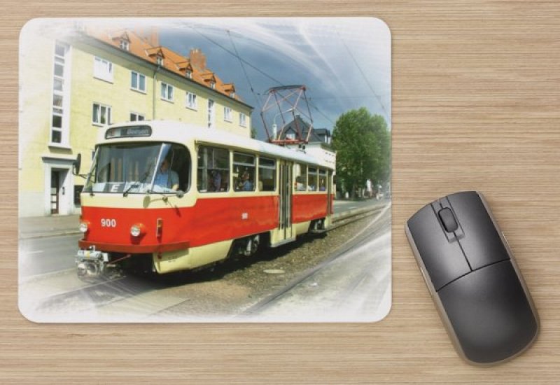 Mousepad mit Straßenbahnmotiv - ZT4D Halle-Saale HTW-900