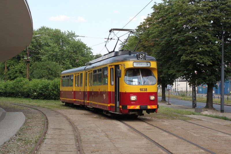 Postkarte Lodz [Lodsch] (Polen) - GT6-ER Gelenktriebwagen 1038