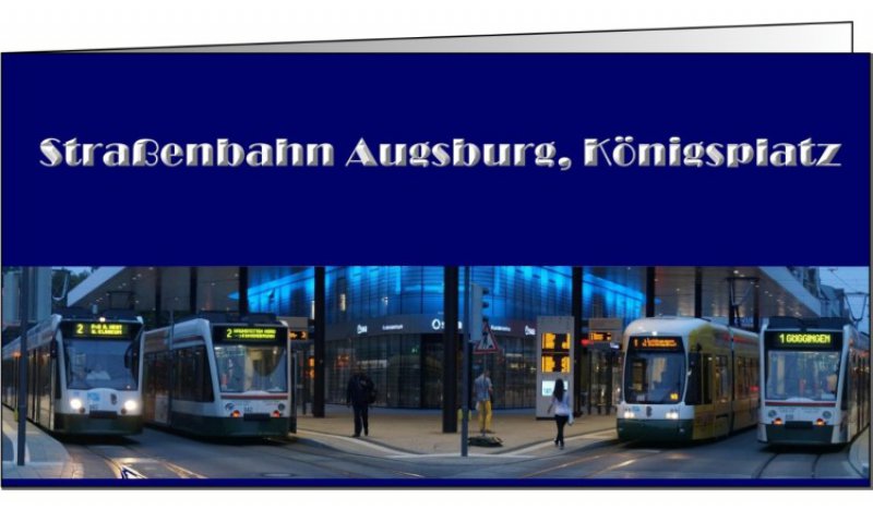 Klappkarte mit Umschlag - Straßenbahn Augsburg, Königsplatz