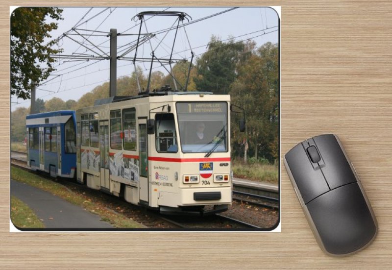 Mousepad mit Straßenbahnmotiv - T6A2-M Rostock - TW-704