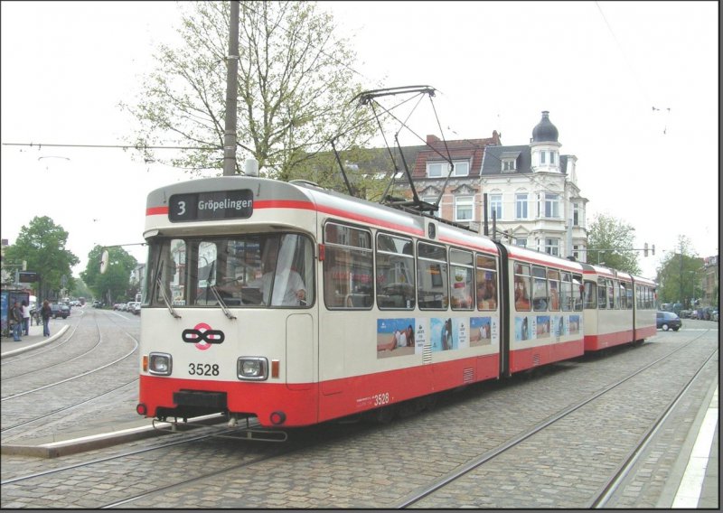 Postkarte Bremen - GT4 Gelenktriebwagen 3528