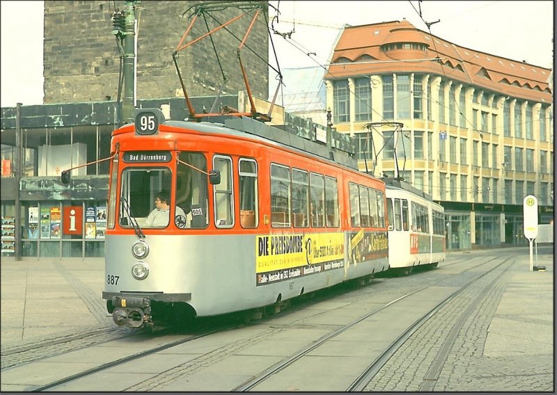 Postkarte Halle (Saale) - GT4 Gelenktriebwagen 887