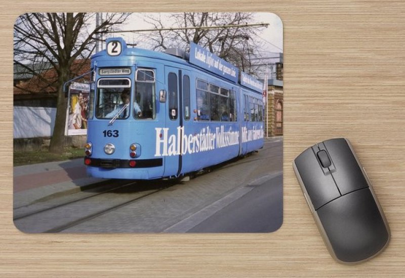 Mousepad mit Straßenbahnmotiv - GT4 Halberstadt TW-163