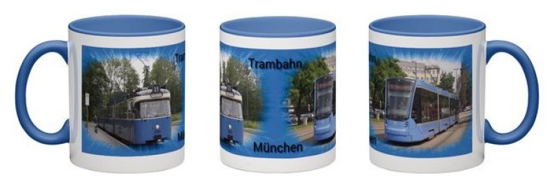 Panorama-Kaffeebecher mit Innenfarbe - Münchner Straßenbahn