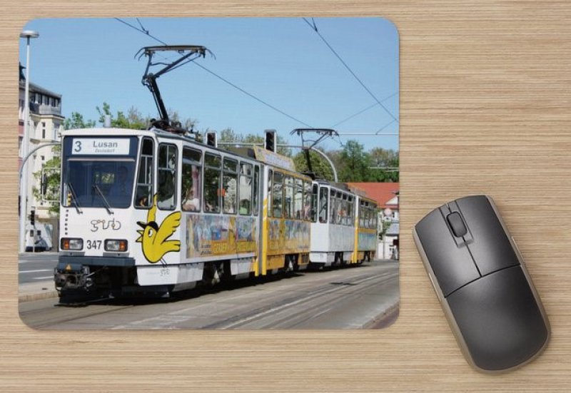Mousepad mit Straßenbahnmotiv - KT4D-MC Gera TW-347 "Spatzenbahn"