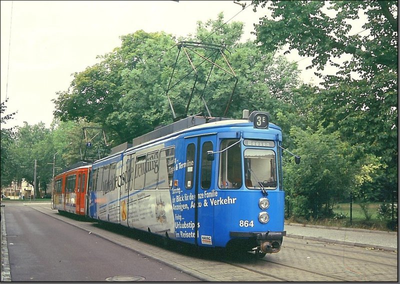 Postkarte Halle (Saale) - GT4 Gelenktriebwagen 864