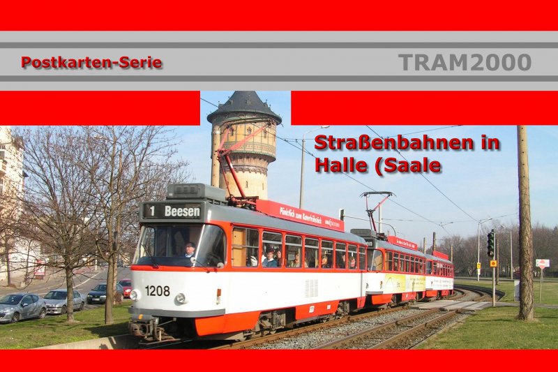 Postkarten-Serie - Hallesche Straßenbahn mit 17 Motivkarten