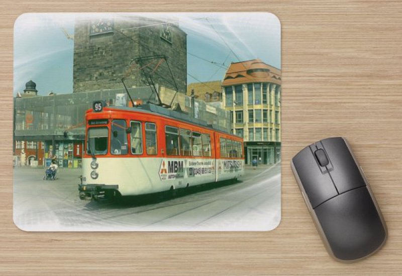 Mousepad mit Straßenbahnmotiv - GT4 Halle Saale TW-890