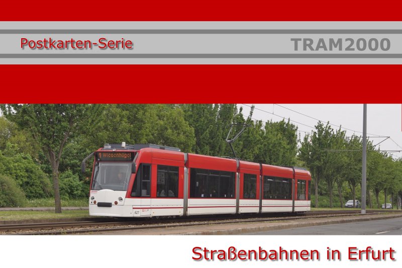 Postkarten-Serie - Straßenbahnen in Erfurt mit 13 Motivkarten