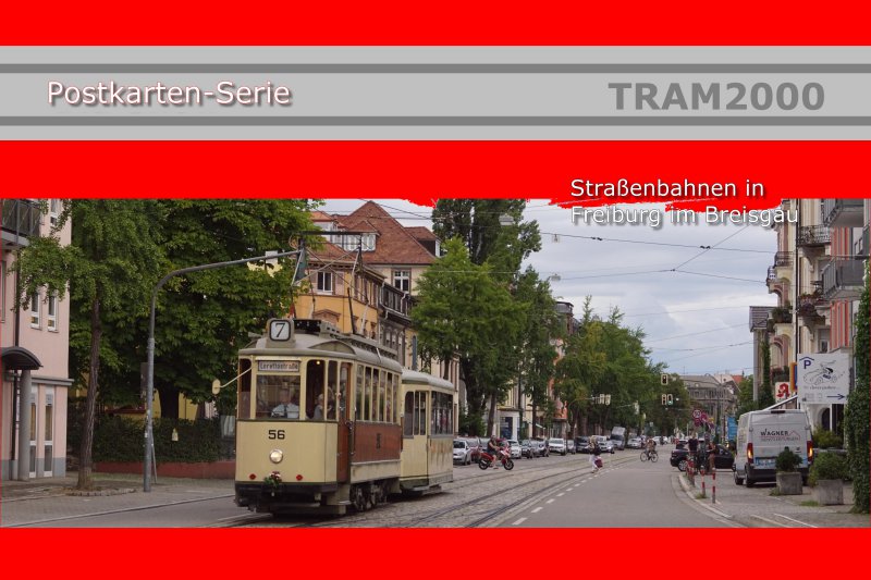 Postkarten-Serie - Straßenbahnen in Freiburg mit 12 Motivkarten