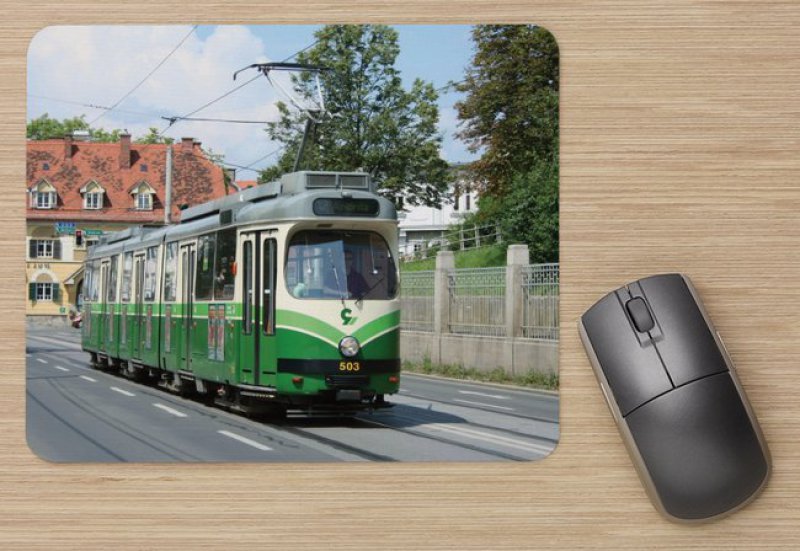 Mousepad mit Straßenbahnmotiv - GT8 Gelenktriebwagen Graz (Österreich) TW-503
