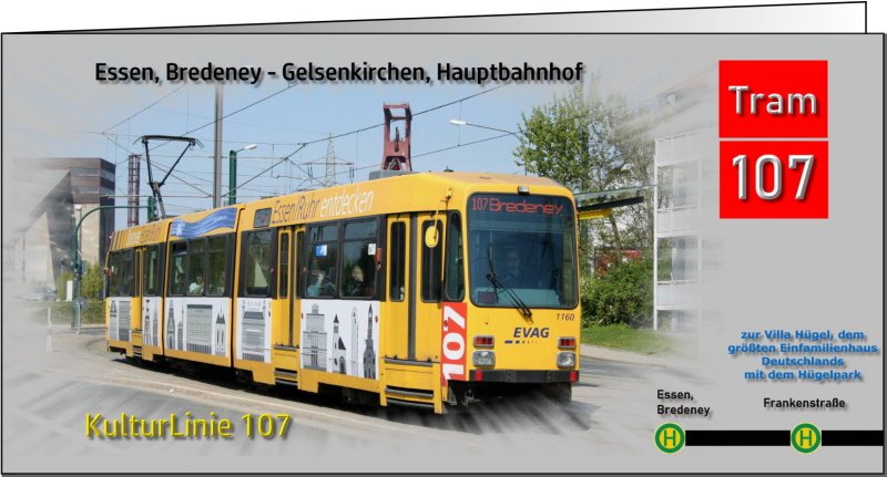 Klappkarte mit Umschlag - Kulturlinie 107 Ruhrbahn-Essen