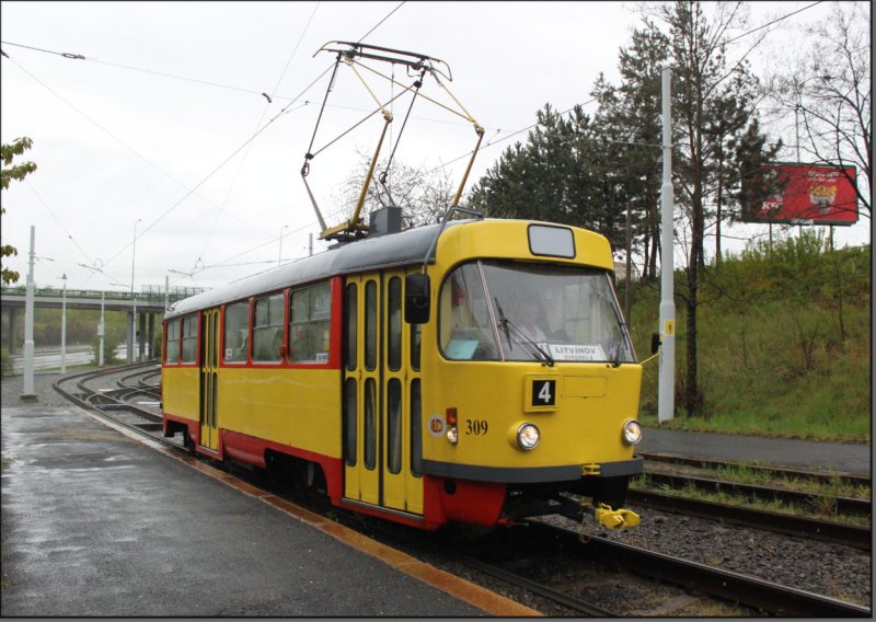 Postkarte Most - Litvinov (Tschechien) - T3M.3 Großraumtriebwagen 309