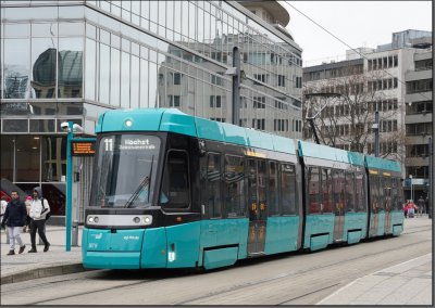 Postkarte Frankfurt am Main - Citadis SX05 Niederflur-Gelenktriebwagen 307