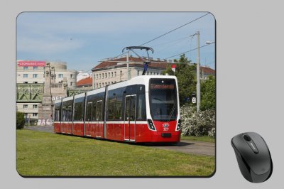 Mousepad mit Straßenbahnmotiv - Flexity Niederflur-Gelenktriebwagen 327 WL Wien (Österreich)