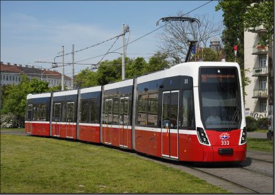 Postkarte Wien (Österreich) - Flexity Niederflur-Gelenktriebwagen 333 (WL)