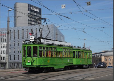 Postkarte Basel (Schweiz) - Historischer Triebwagen 450 (BVB)