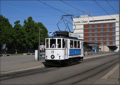 Postkarte Ulm - Historischer Triebwagen 13