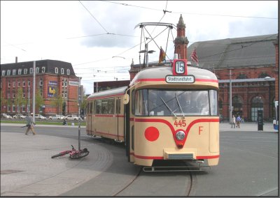 Postkarte Bremen - Historischer GT4 Gelenktriebwagen 445