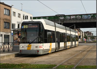 Postkarte Gent (Belgien) - HERMELIJN Niederflur-Gelenktriebwagen 6341
