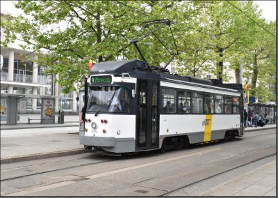 Postkarte Gent (Belgien) - Historischer PCC Großraumtriebwagen 6215